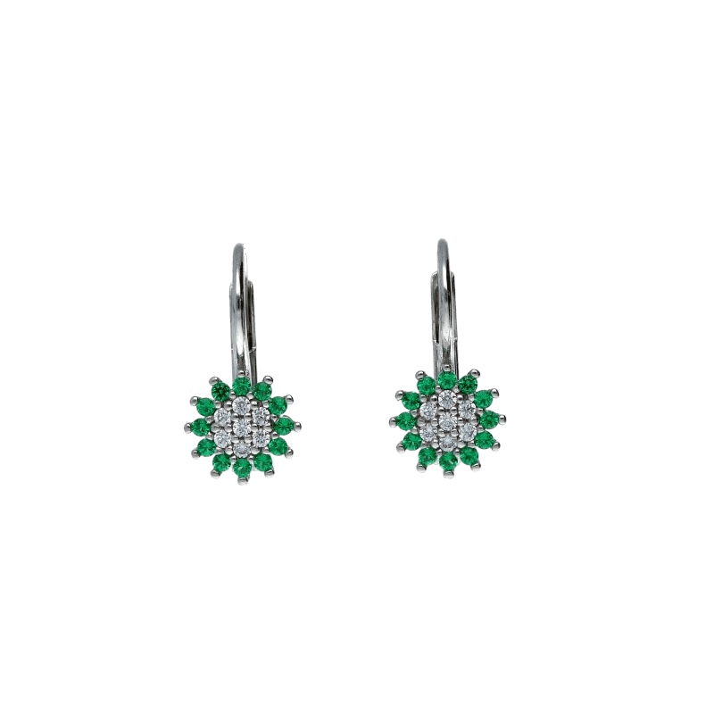 Eleganti orecchini per bimba in oro bianco 750 con zirconi scintillanti, un gioiello di lusso perfetto per un'occasione speciale.