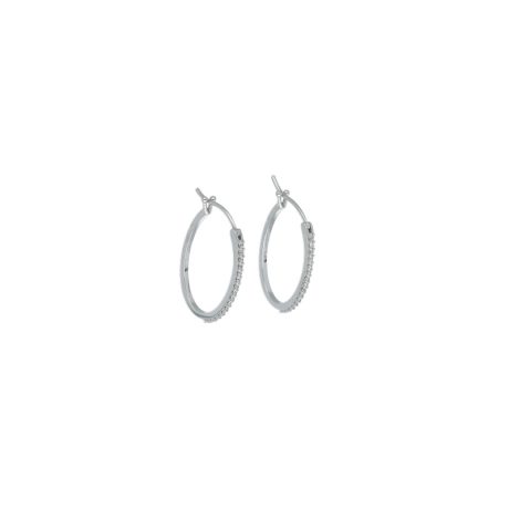 Orecchini Cerchi con Zirconi in Oro 750 Bianco 18k