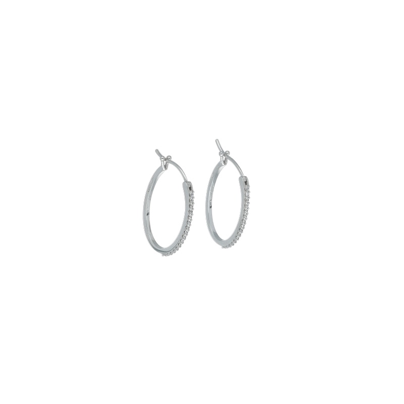 Splendidi orecchini a cerchio in oro 750 con zirconi, un gioiello di lusso perfetto per un'occasione speciale.