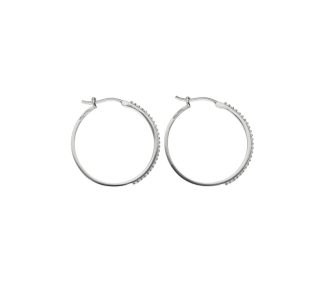 Orecchini a cerchio in oro con zirconi, un gioiello di lusso perfetto per un regalo prezioso (Vista 2)