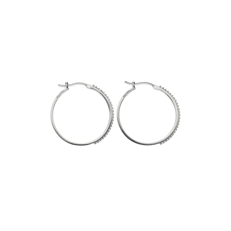 Orecchini a cerchio in oro con zirconi, un gioiello di lusso perfetto per un regalo prezioso (Vista 2)