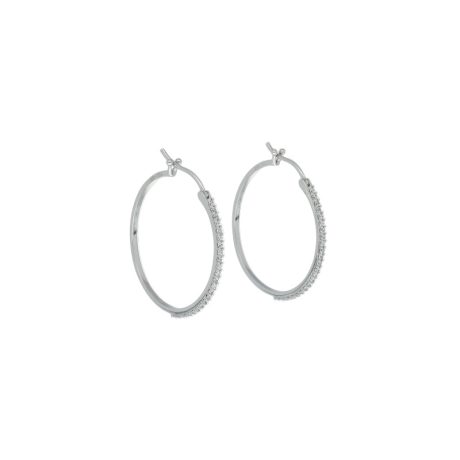 Orecchini Cerchi con Zirconi in Oro Bianco 18kt