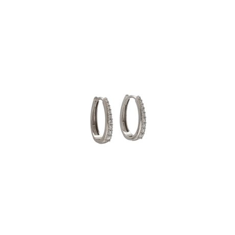 Orecchini Cerchi con Zirconi in Oro Bianco 750