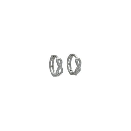 Orecchini Cerchi con Zirconi in Oro Bianco 750