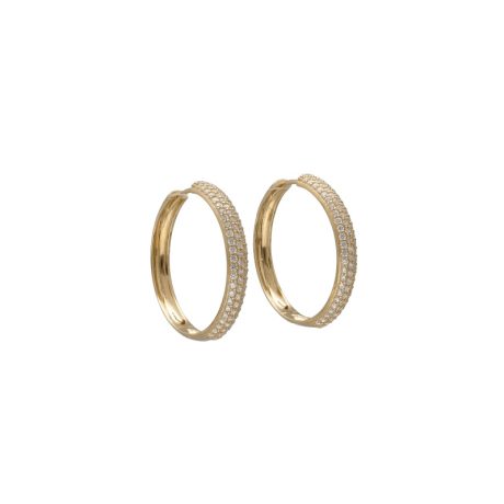Orecchini Cerchi con Zirconi in Oro Giallo 750