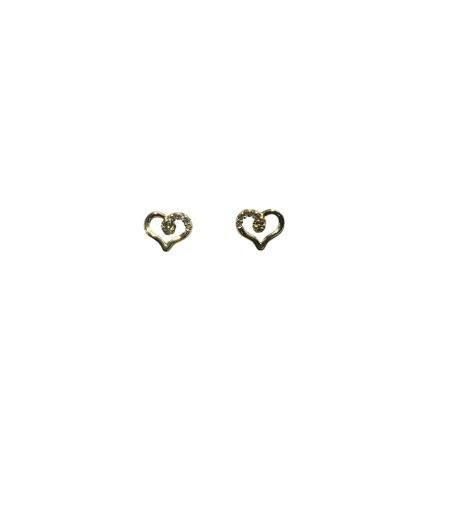 Orecchini Cuore con Zirconi in Oro Giallo 750