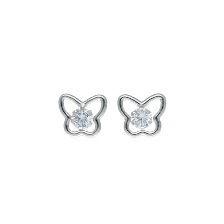 Orecchini Farfalle con Zircone in Oro Bianco 750
