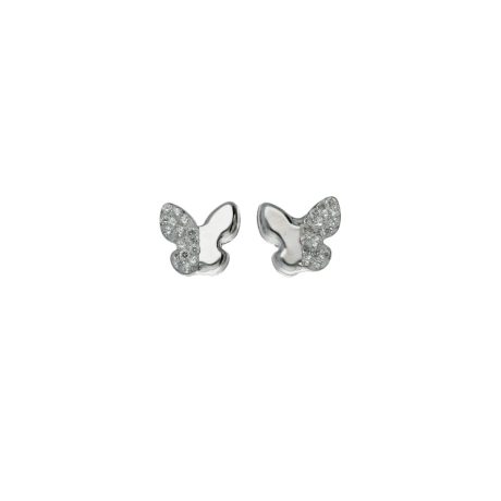 Orecchini Farfalle Oro Bianco 750 con Zircone