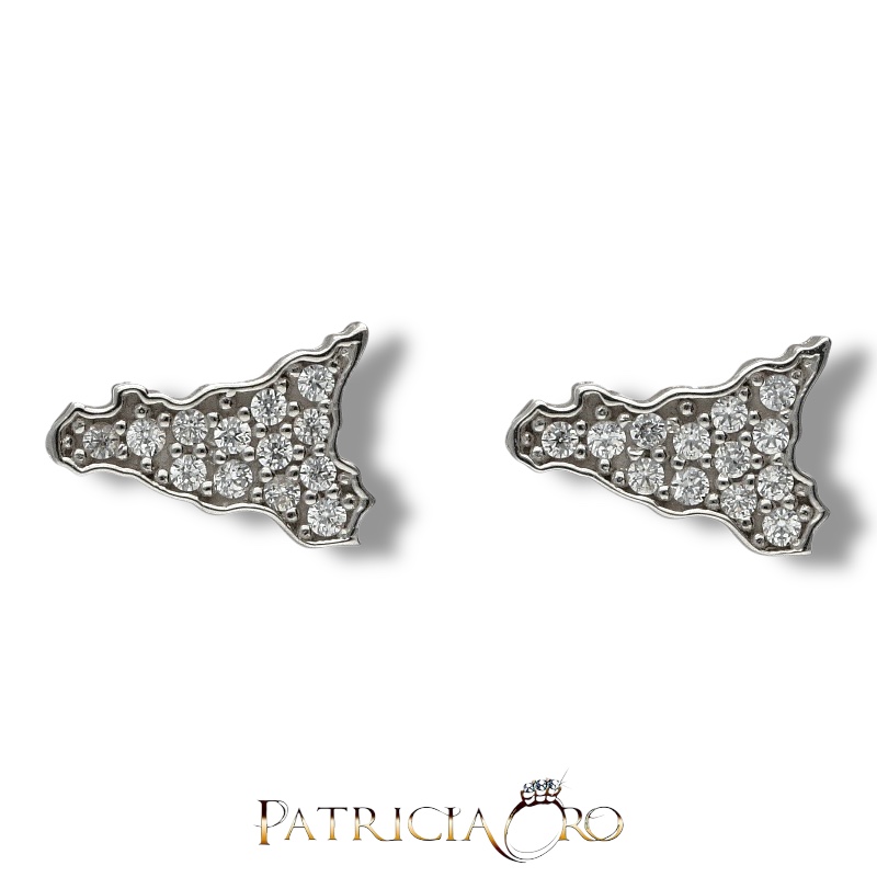 Orecchini in Oro Bianco Sicilia, gioielli made in italy di alta gioielleria, un'elegante creazione.
