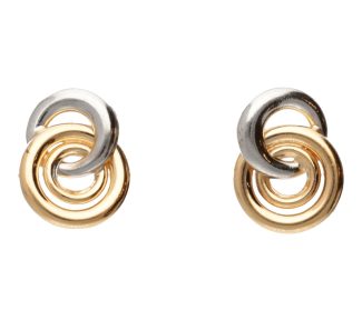 Splendidi orecchini da donna in oro bicolore 750, un gioiello di lusso perfetto per un'occasione speciale.