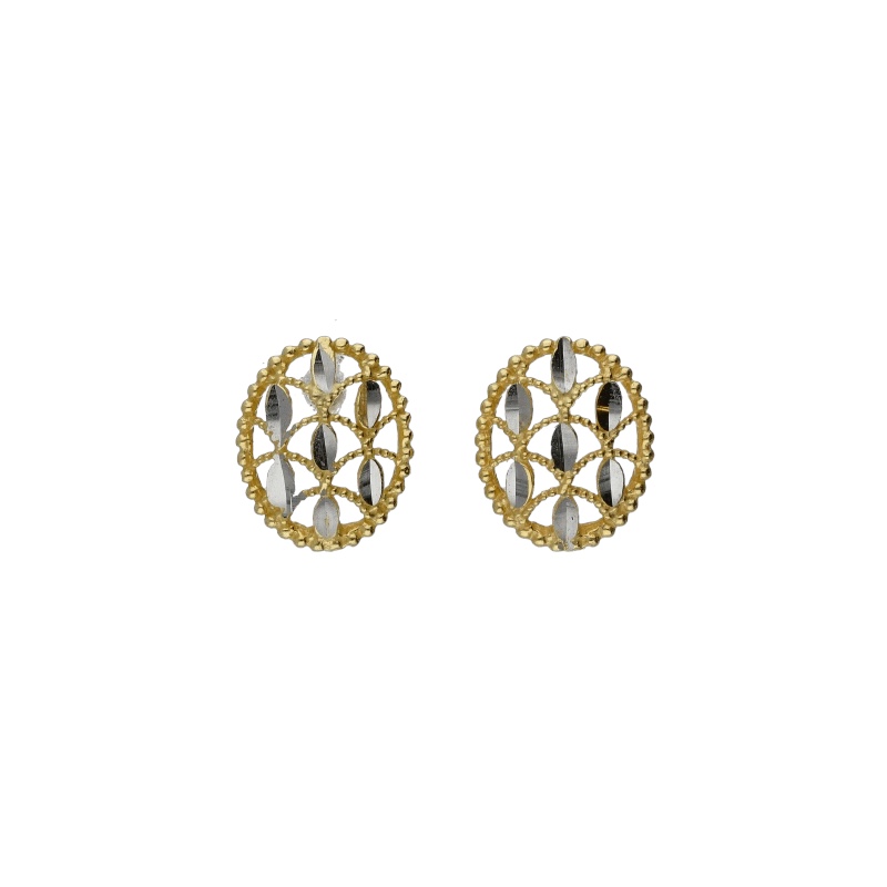 Eleganti Orecchini Donna in Oro Bicolore 750, un gioiello di lusso perfetto per un'occasione speciale.