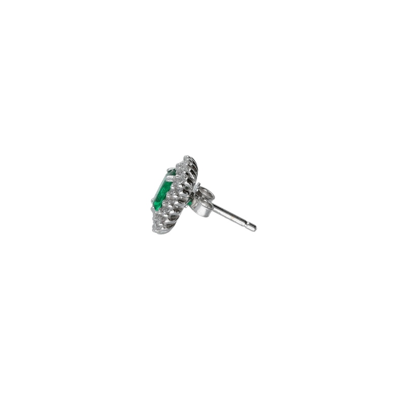 Orecchini in Oro 18K con Zircone Verde - Design Elegante (Vista 2) | Gioielleria Patricia Oro Splendidi orecchini da donna in oro con zircone verde, un gioiello di lusso perfetto per un'occasione speciale. (Vista 2)