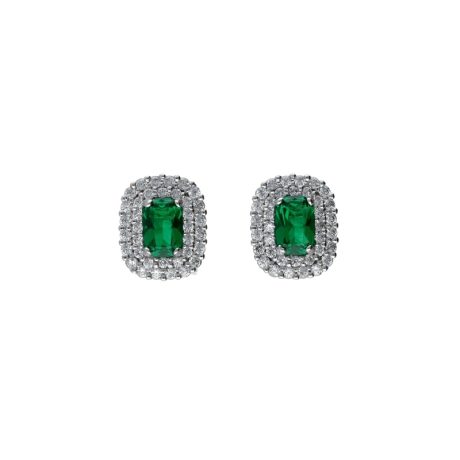 Orecchini Donna Oro 18k Zircone Verde a Vite