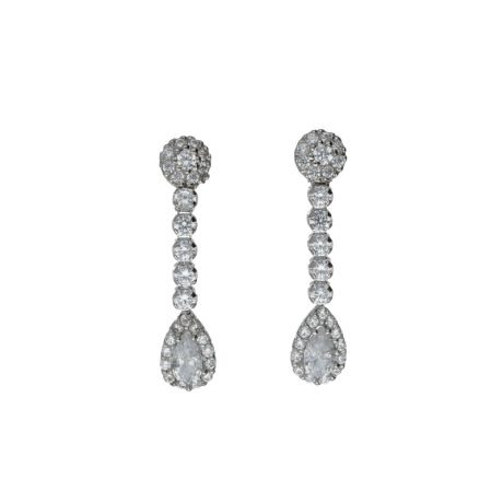 Orecchini Pendenti Donna Oro Bianco 750 con Zirconi