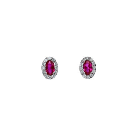 Orecchini a vite in Oro 18k con Zircone Rosso
