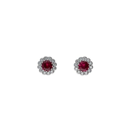Orecchini a Vite con Zircone Rosso in Oro 18kt 750