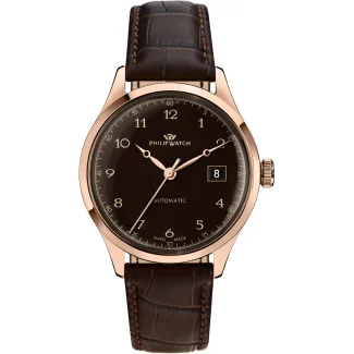 Philip Watch Museum Automatic Men's Watch – Steel, Rose Gold, Brown Leather Strap