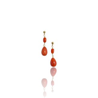 Coral Drop Earrings in 18kt Gold