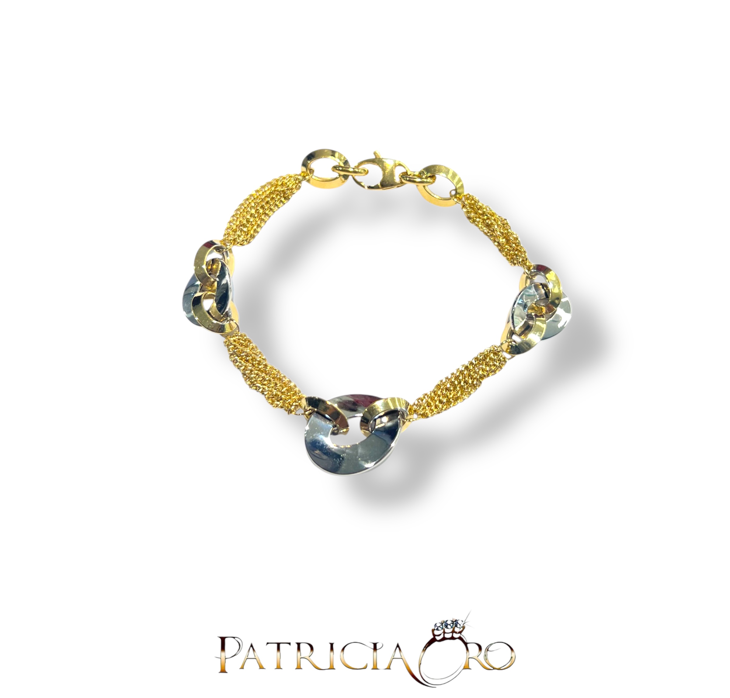 Bracciale da donna in oro bicolore, un gioiello di lusso perfetto per un'idea regalo preziosa.