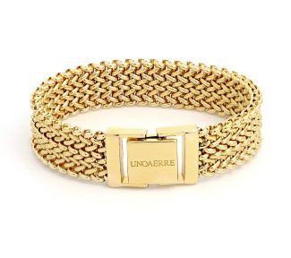 Bracciale UnoAerre dorato: un gioiello di lusso per un'eleganza senza tempo.