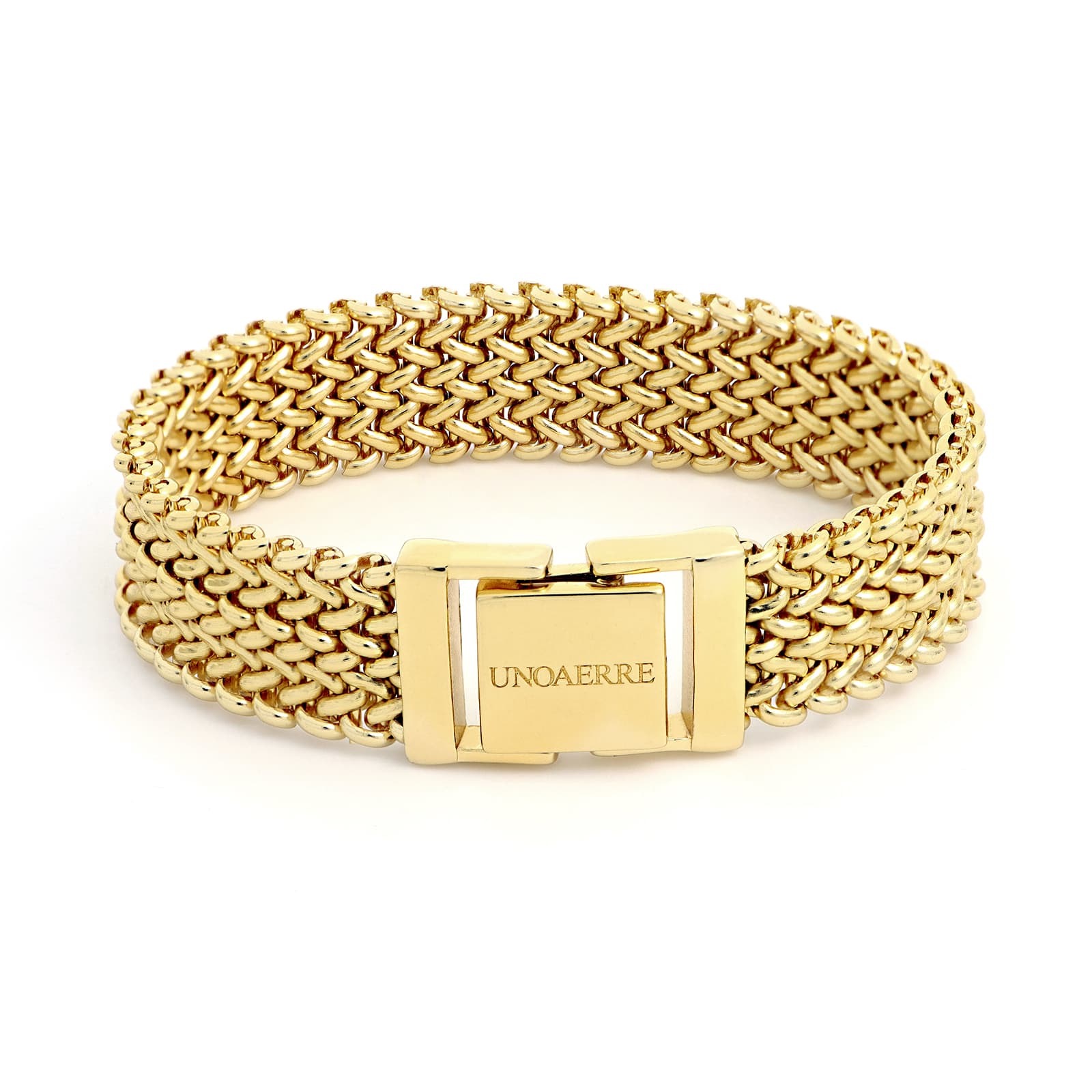 Bracciale UnoAerre dorato: un gioiello di lusso per un'eleganza senza tempo.