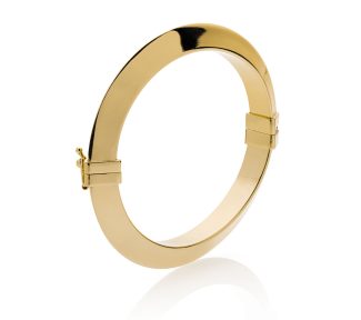 Bracciale UnoAerre rigido dorato, un gioiello di lusso perfetto per un'occasione speciale.