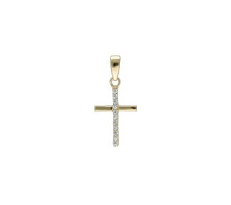 Ciondolo Croce con Zirconi in Oro 750: un gioiello di lusso che incarna l'eleganza e la raffinatezza dell'alta gioielleria.