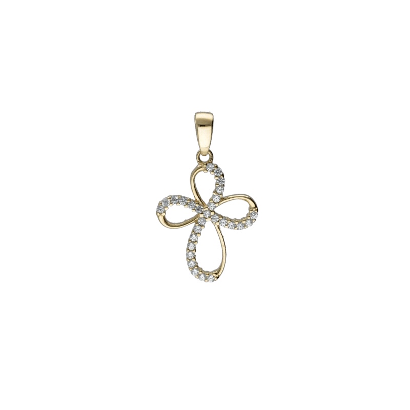Ciondolo Croce con Zirconi in Oro 750: un gioiello di lusso per un'eleganza senza tempo.