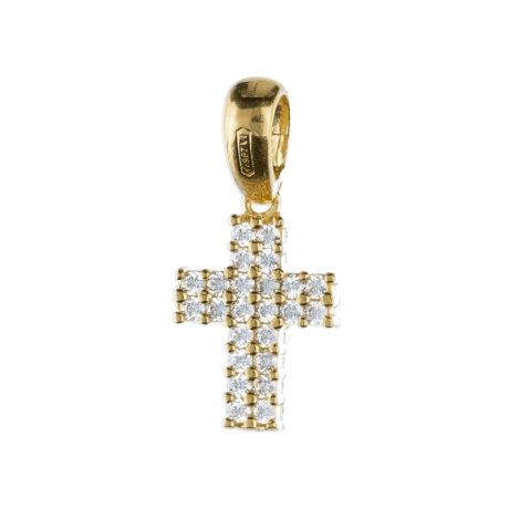Ciondolo Croce con Zirconi in Oro 750