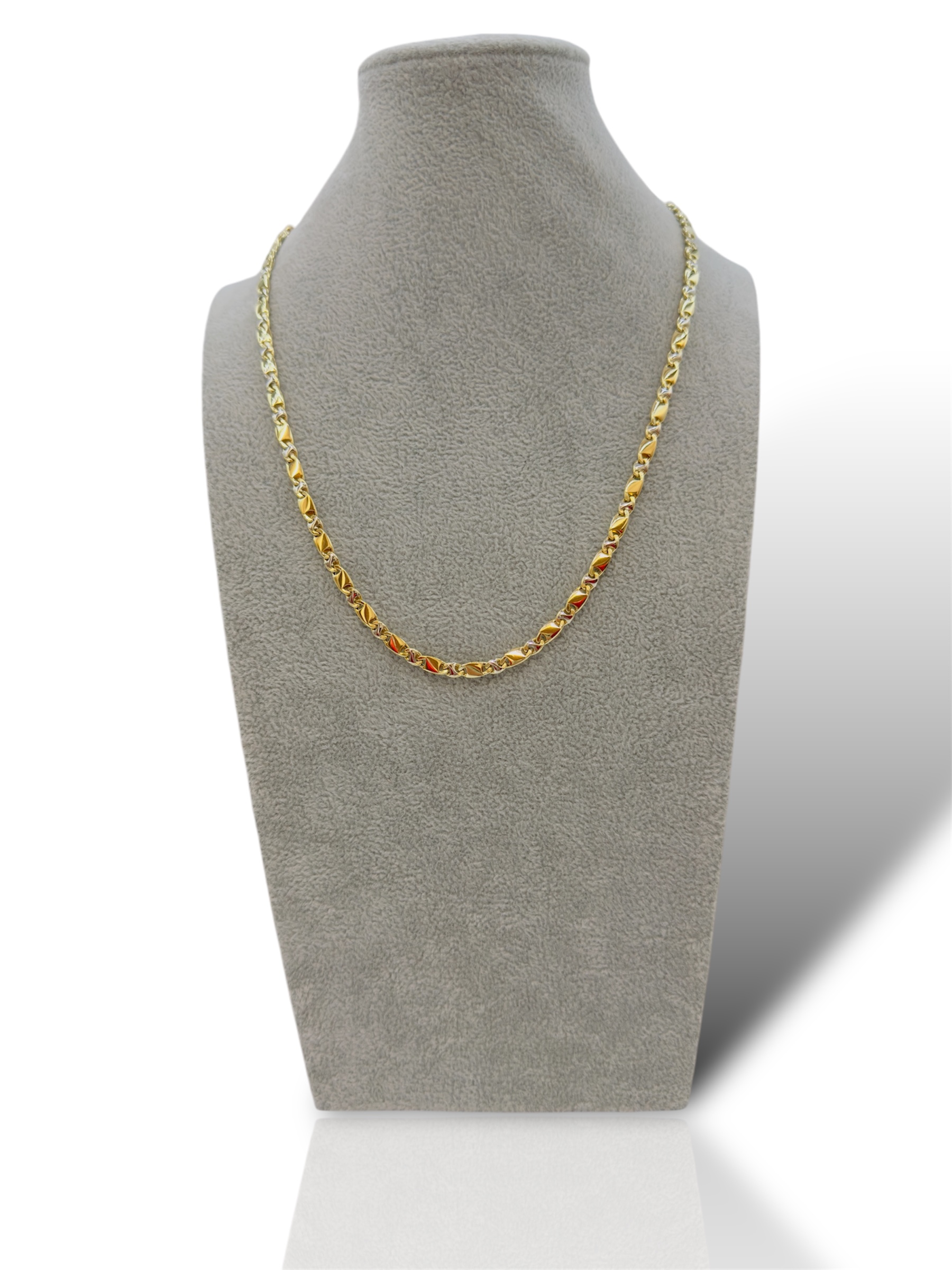 Collana maschile in oro bicolore, un gioiello di lusso perfetto per un regalo speciale. (Vista 2)