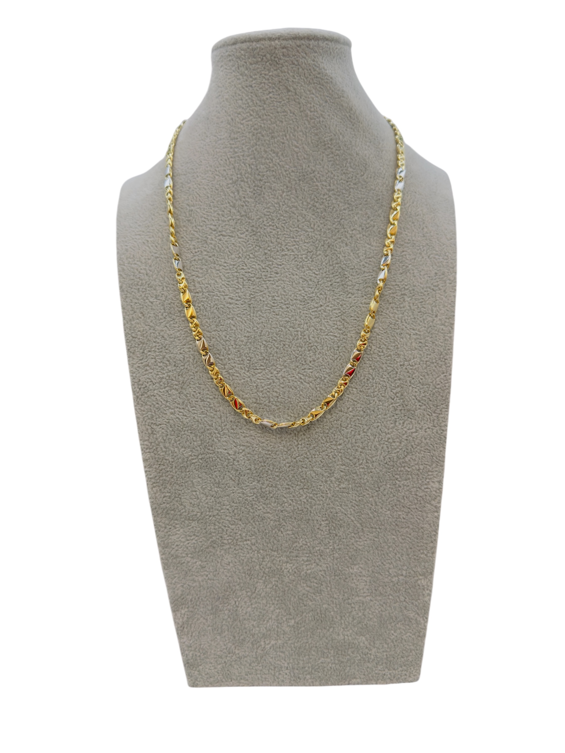 Collana in oro bicolore maschile, un gioiello di lusso perfetto per un regalo prezioso. (Vista 2)