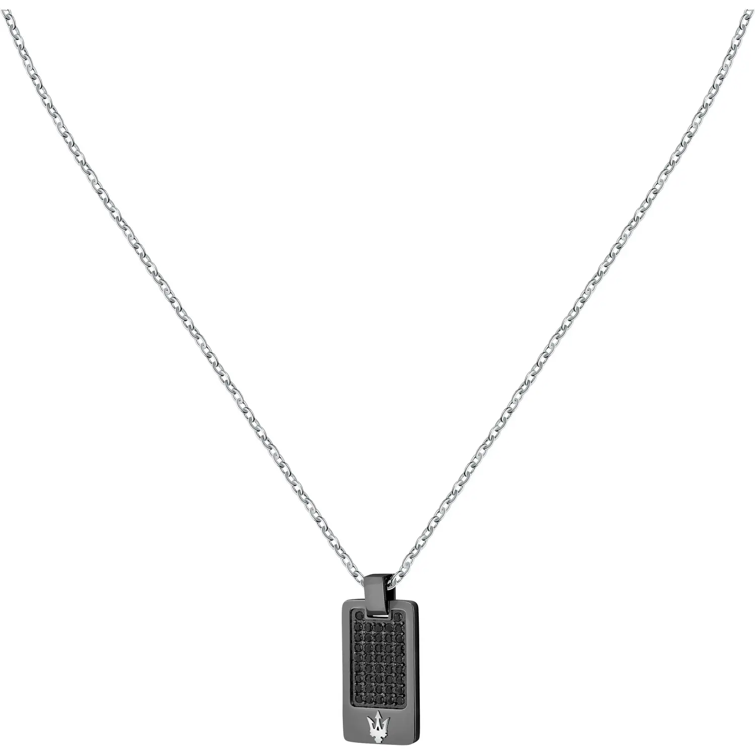 Scopri la Collana Uomo Maserati Iconic, un gioiello di lusso che incarna l'eleganza e lo stile del brand. Perfetta come idea regalo preziosa. (Vista 3)