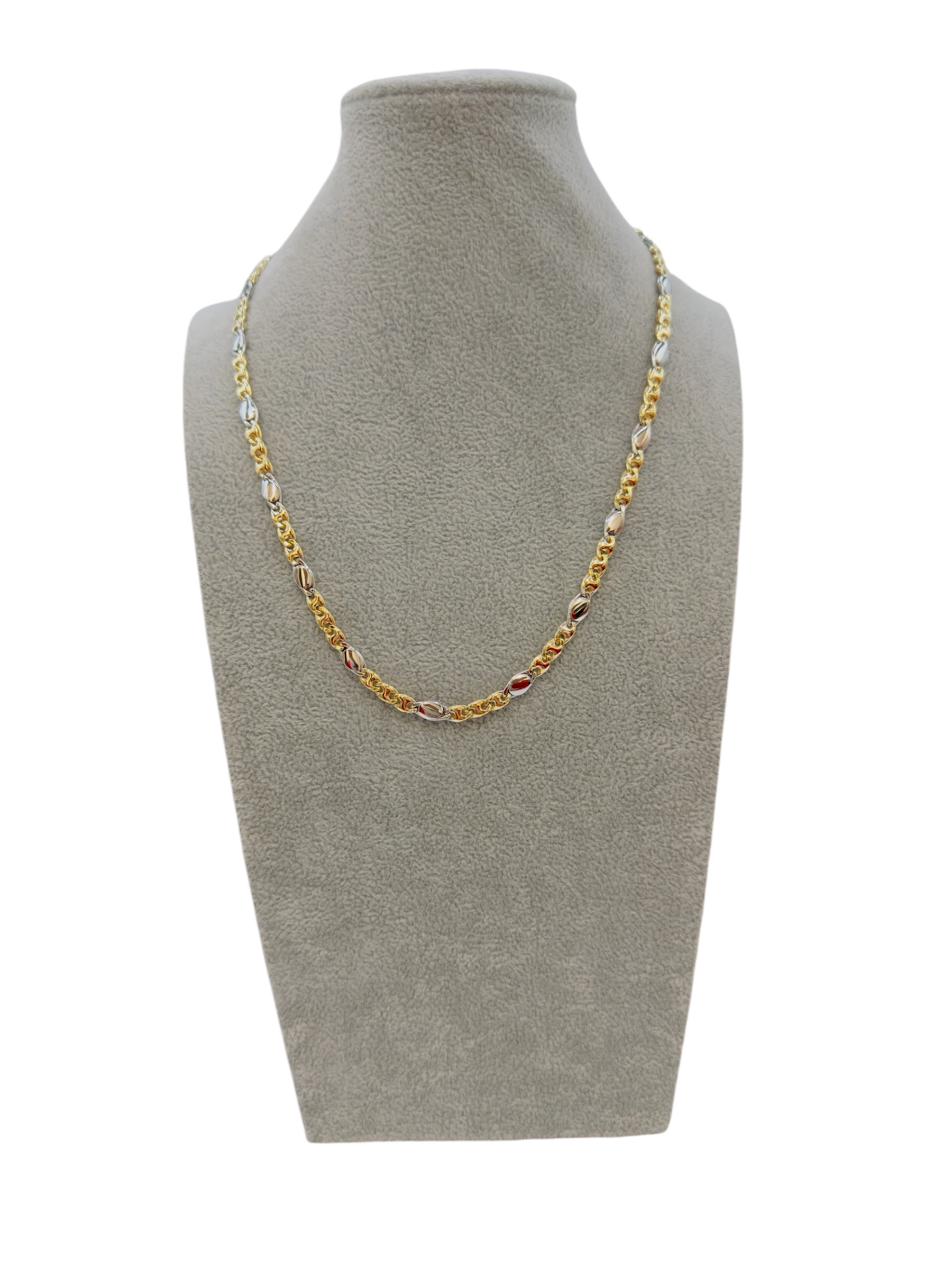 Collana da uomo in oro bicolore, un gioiello di lusso perfetto per un regalo prezioso. (Vista 2)