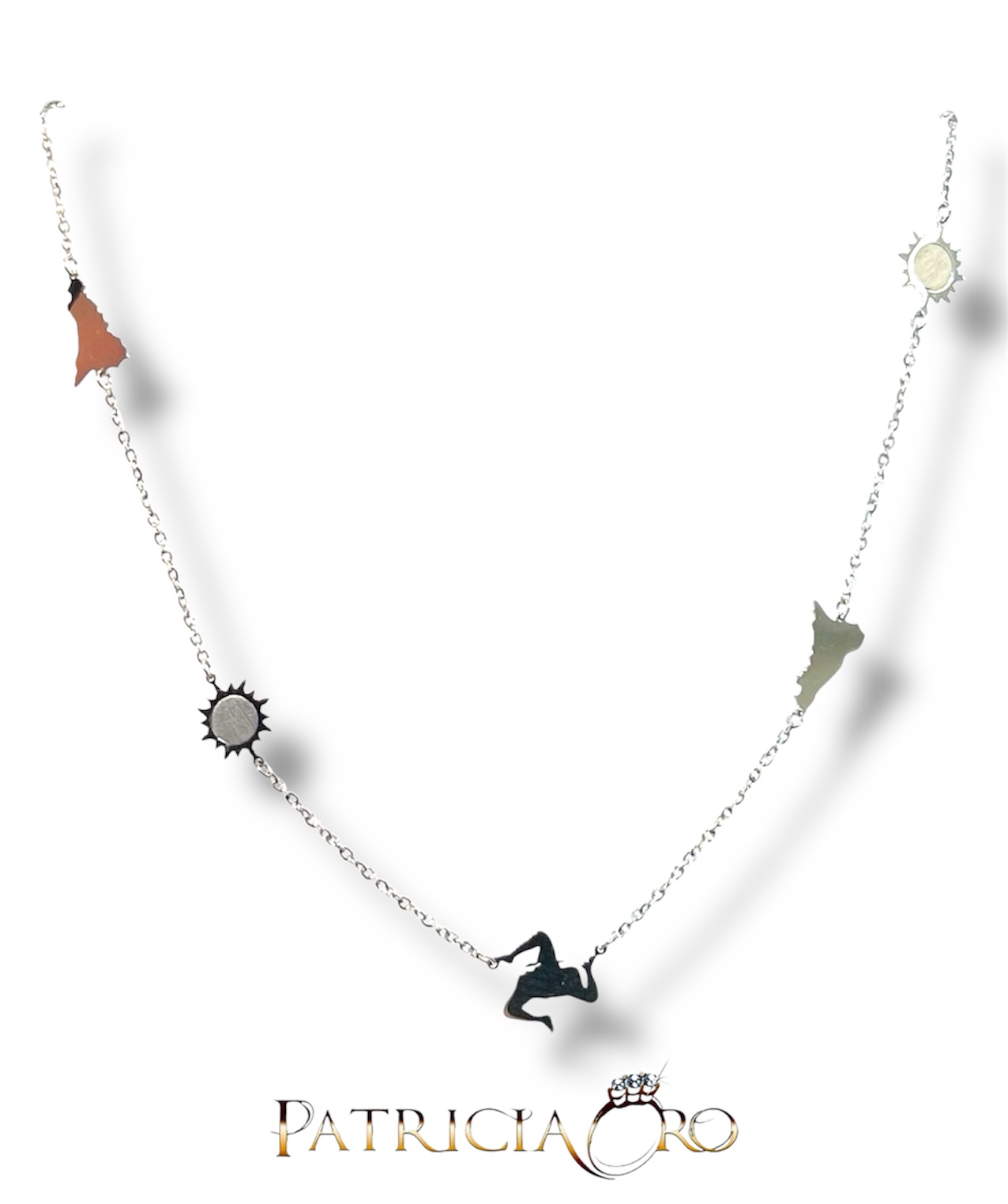 Il Girocollo Sicilia in Oro Bianco, un gioiello di lusso firmato Gioielli in oro 18 k, perfetto per un'idea regalo preziosa.