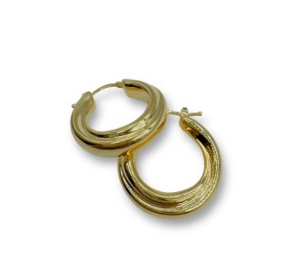 Eleganti orecchini a cerchio in oro 750, gioielli made in italy di alta qualità, perfetti per un tocco di lusso. (Vista 2)