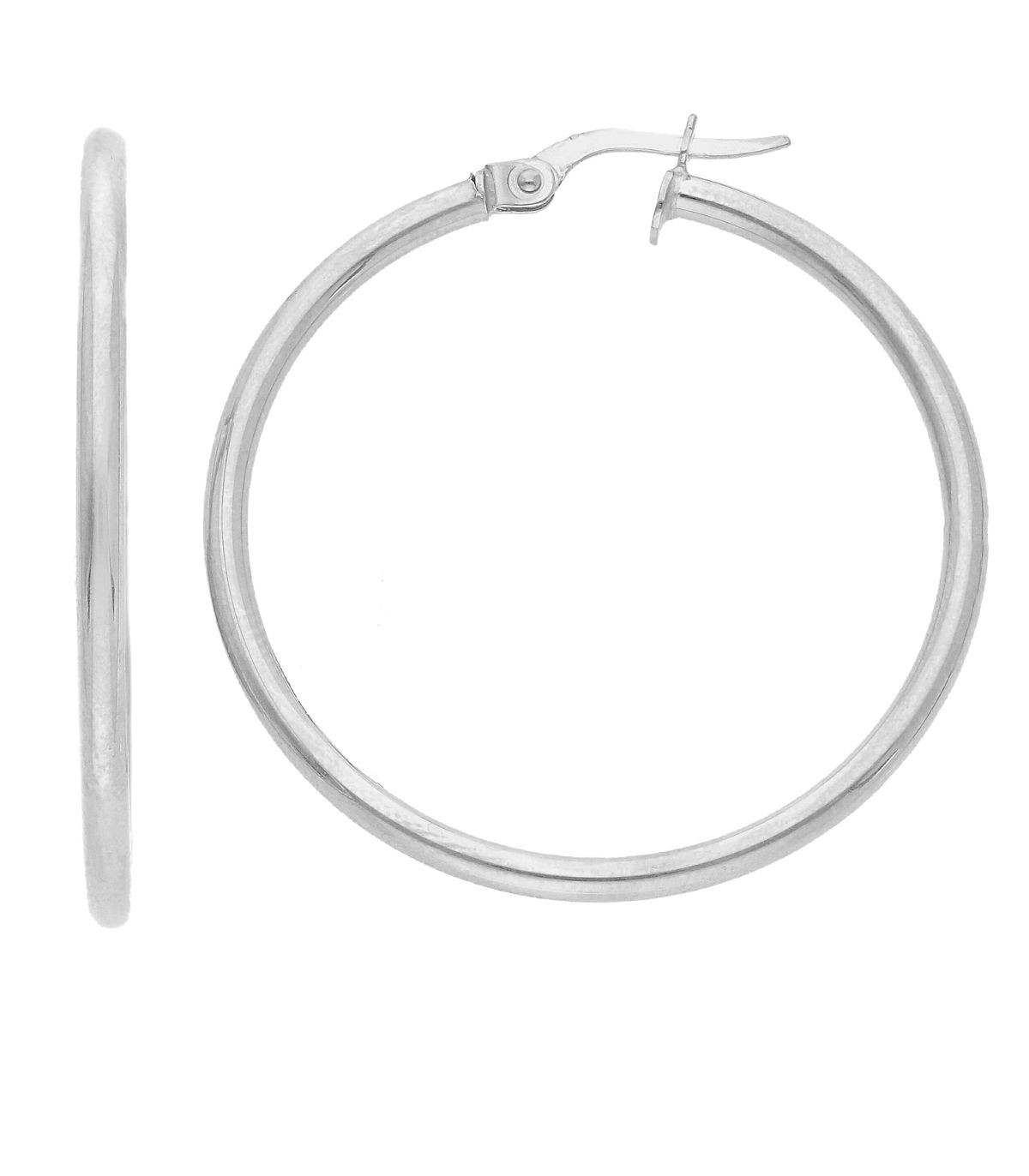 Splendidi orecchini a cerchio in oro bianco 750, un gioiello di lusso perfetto per un'occasione speciale.