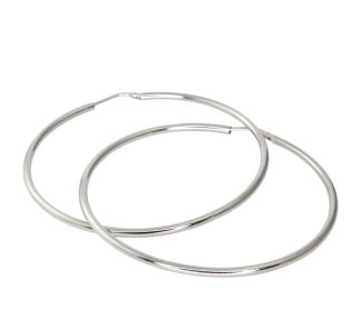 Splendidi orecchini a cerchio in oro bianco 750, un gioiello di lusso perfetto per un'occasione speciale. (Vista 2)
