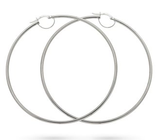 Splendidi orecchini a cerchio in oro bianco 750, un gioiello di lusso perfetto per un'occasione speciale.