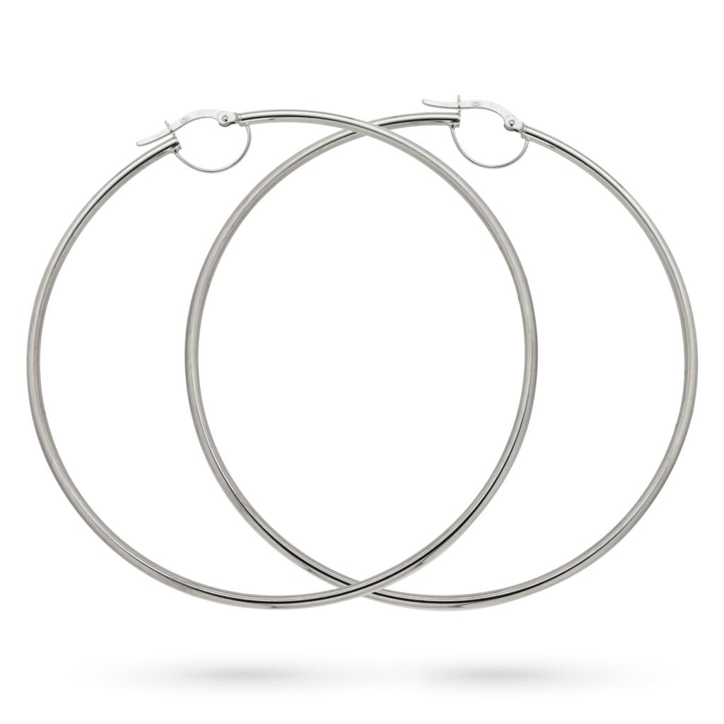 Splendidi orecchini a cerchio in oro bianco 750, un gioiello di lusso perfetto per un'occasione speciale.