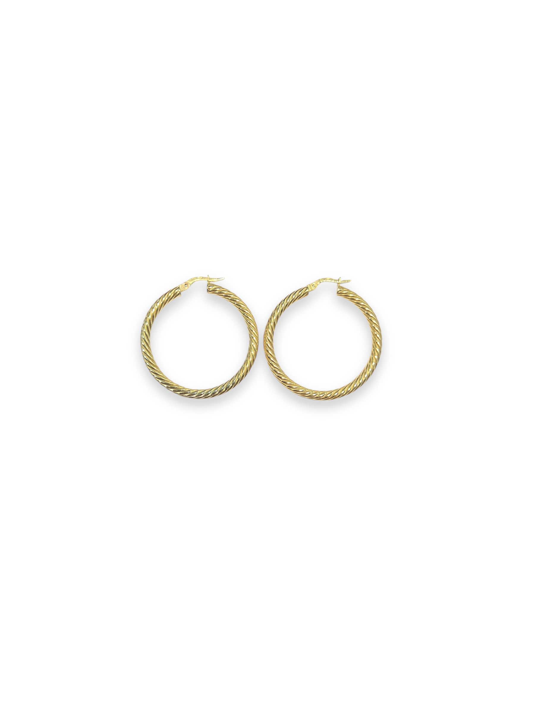 Eleganti orecchini a cerchio in oro giallo 750, un gioiello di lusso perfetto per ogni occasione.