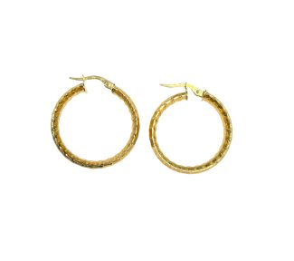 Eleganti orecchini a cerchio in oro giallo 750, un gioiello di lusso perfetto per ogni occasione. (Vista 2)