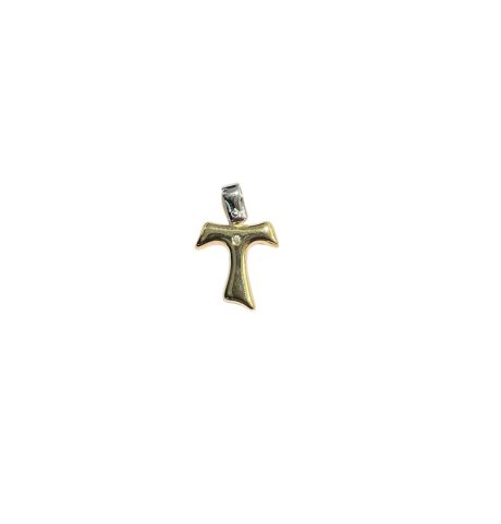 Croce Tao con Diamante in Oro 750