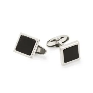 UnoAerre Cufflinks in White Silver and Black Onyx