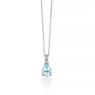 Miluna Necklace with Aquamarine and Diamonds in 18kt White Gold