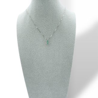 Trilogy Emerald and Diamonds Necklace in 18kt White Gold