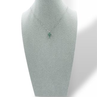 Emerald and Diamond Cross in 18kt White Gold Davite & Delucchi