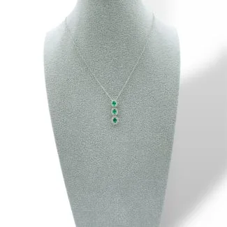 Emerald and Diamond Trilogy Necklace in 18kt White Gold