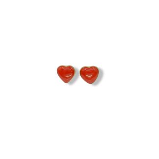 Heart Coral Earrings in 18kt Gold