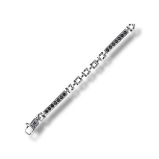 Men's 18kt White Gold Bracelet with Black Zircons