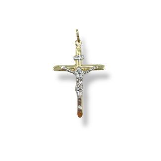 Men's Bicolour Crucifix Cross in 18kt Gold